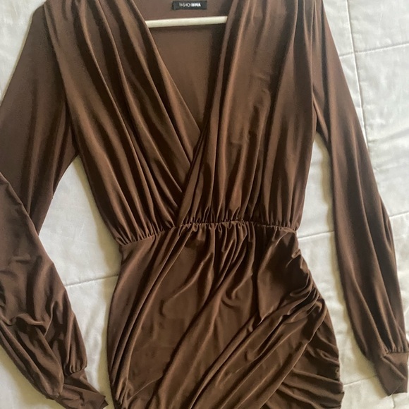 BROWN V Neck Dress - Picture 1 of 1